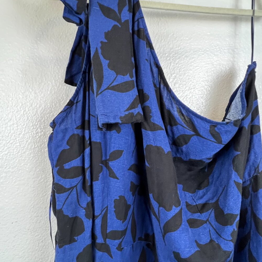 NWT Kate Spade New York Blue Black Floral Linen Blend Jumpsuit Size 22 - Picture 4 of 10